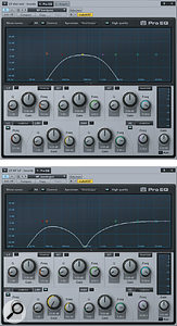 To maintain a  natural tone in a  parallel distortion chain, it’s often necessary to band–pass the distorted channel and apply the converse EQ shape to the unprocessed signal.