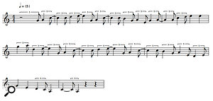 Strictly accurate triplet notation of swung music (upper screen) can be instantly simplified to a form more suitable for jazzers (lower). A small notation inaccuracy creeps in at the very end, but it's not a deal-breaker.