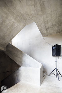 A staircase has been converted into a giant echo chamber.