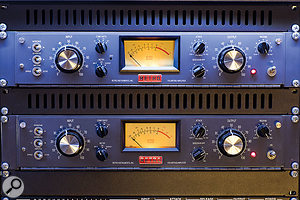 A pair of Retro Instruments 176 Limiting Amplifiers in the Studio A outboard rack.