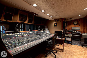 The control room in Studio A. Walter Sear apparently regarded the vintage Neve desk as a regrettable necessity!