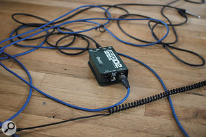 When recording Justin Young’s electric guitar part, I took the precaution of taking a DI feed of the guitar signal. This enabled me to re-amp the guitar at a later date.