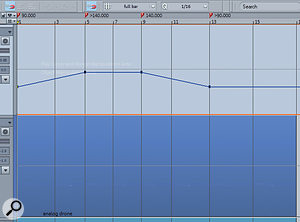 As well as supporting discrete tempo changes, the Tempo Track can also display continuous accelerandi and ritardandi.