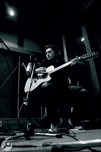 Charlie Burchill tracking a 12‑string guitar at Rockfield.