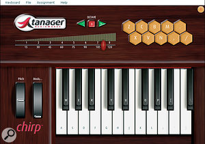 A laptop QWERTY keyboard cost-effectively becomes a music-input keyboard with Tanager's Chirp.