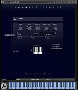 The Jammer is an arpeggiator with controls that help introduce elements of randomness into a sequence, rather than regularity and rhythm.