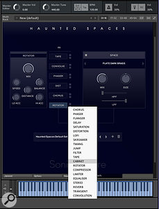 Users can select any six effects from a menu of 21 to form their insert chain and also have a separate convolution reverb available at all times.