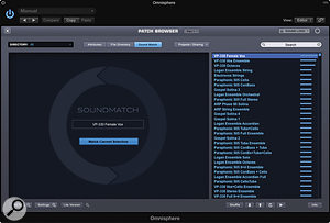 The Sound Match process places the most similar patches at the top.