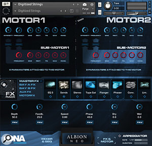 The Motor FX page of the eDNA interface allows you to assign LFO modulation to the effects.