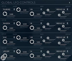 Phobos’ programmable LFOs can be used to create rhythmic pulsing and (at higher frequencies) ‘stutter edit’ effects.