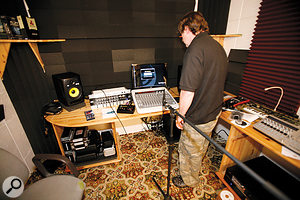 Paul White in his natural habitat, using the KRK Ergo room–correction system.