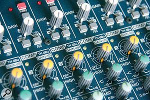 Many of Yamaha’s compact mixers feature simple one-knob compressors.