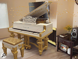 I always thought my living room was missing a baby grand piano! Here you can see Piano 3D position a grand piano in a space and perform in situ — all I need now is a candelabra!