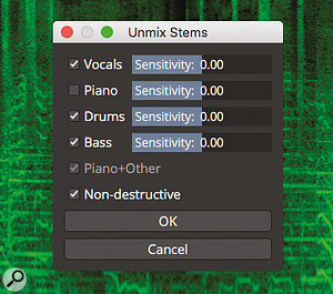 While you get some control over the process, Unmix Stems makes a complex task very straightforward for the user.