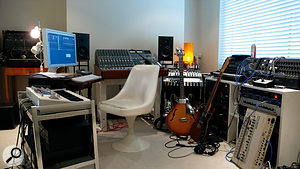 Stuart Price’s home studio is set up to favour happy accidents, with synths stacked against walls rather than neatly racked. 