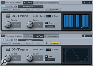 3: A second instance of X-Trem has been set to produce sine LFO panning. 