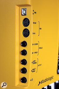 The Sledge is unusual in having all of its connections on the left-hand edge — or nearly all: the power input and accompanying switch are found at the rear. 