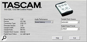 Tascam advertise the US144 and US122L as easy to use, and the Control Panel software certainly supports this claim.