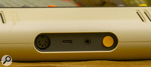 Things are pretty simple round the back, with just a MIDI out, a USB‑C port, a 3.5mm audio output and the power button.