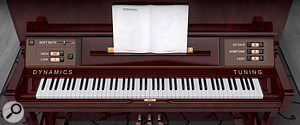 Both piano lids provide access to the Dynamics and Tuning controls.