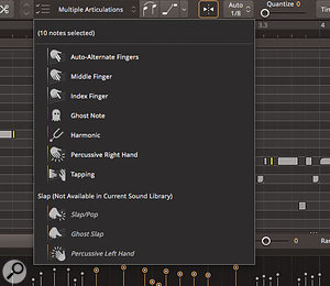 EZbass offers plenty of articulation options and, while these are already embedded in many of the grooves, you can fully edit how they are applied within the Grid Editor.