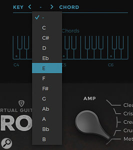 If you define a  specific key, VG Iron will confine its chord choices to that key.