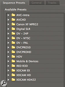 Sequence presets make setting up a sequence for a particular type of footage very easy indeed.