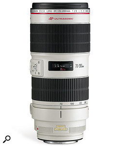 This rather expensive 70‑200MM f2.8 USM IS lens from Canon uses optical image stabilisation, adjusting the glass elements of the lens to counteract camera shake. It's expensive, but works wonderfully.