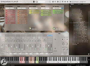 The Vienna Synchron Player’s colour‑coded switching system shows all available articulations for an instrument with corresponding coloured keyswitches enabling on‑the‑fly musical changes.