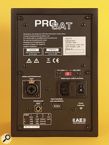 The rear panel of the Pro Sat nearfields provides both balanced and unbalanced analogue inputs.