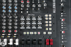 In the master section, some of the traditional mixer controls have been traded for a selection of MIDI controllers for use with your DAW, but you also still get plenty of more conventional analogue mixer facilities such as talkback, auxes and multiple monitor feeds.