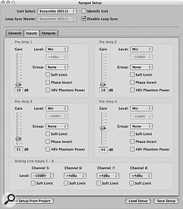 Logic Pro includes an Apogee Control Panel where you can access and store the Ensemble's settings directly from your Logic Project.