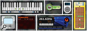 There are many music-related Widgets available to make OS X's Dashboard feature more useful to musicians; here you can see a selection, including some that are described in the main text.