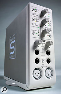 If you don't want to be faffing about buying extra preamps, look for audio interfaces that feature 'versatile' inputs that cater for microphone, instrument and line-level sources, such as Focusrite's Saffire, shown here. If you don't want to be faffing about buying extra preamps, look for audio interfaces that feature 'versatile' inputs that cater for microphone, instrument and line-level sources, such as Focusrite's Saffire, shown here.