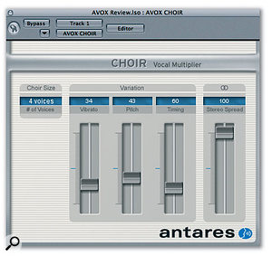 Choir takes the Duo concept one step further by allowing the user to add four, eight, 16 or 32 voices, all based on processes applied to one original part.