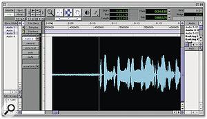 When creating a mono music mix for a two-track backing disc/tape, it's advisable to trim the start to avoid a distracting burst of background noise before the music begins.