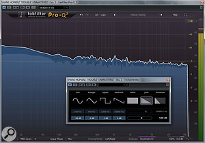 Most DAWs include a  suitable pink-noise generator. Here, I’ve used Cubase’s bundled Test Generator.