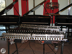 The 'robot xylophones' built by Singer, with a separate beater for each key. 