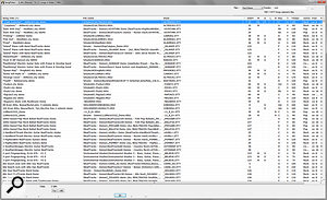 Screen 6: The SongPicker window provides access to songs filtered by information in any of its columns, and results can be sorted by any column.