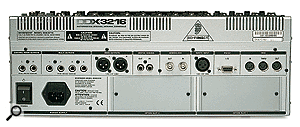 DDX3216 rear panel showing the blanking plates for optional I/O cards.