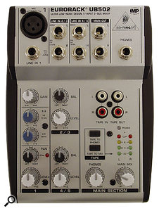 Behringer UB502 five-input mixer.