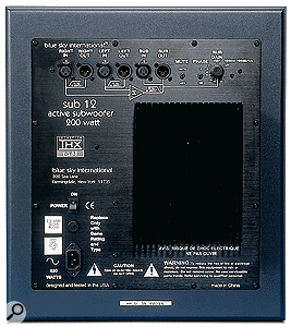 Rear panel of the Sub 12 active subwoofer.