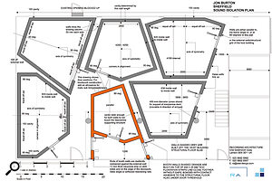 The basic plan for Jon Burton's Laundry Rooms studio complex, as devised by Recording Architecture. Experienced professionals can come up with solutions in minutes to problems that might otherwise plague you for years.