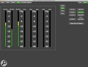 The Metering page, which allows you to check the levels for groups of eight input or output stages.