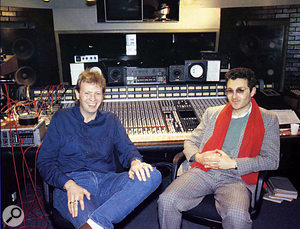 Clive Langer (right) and Alan Winstanley working with Madness around the time of 'Our House'.