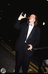 Hugo Nicolson celebrating after Primal Scream won the inaugural Mercury Music Prize for Screamadelica in 1992. 