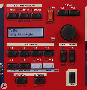 The centrally located Program control section and two-line display.