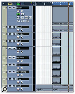 In order to stop the tracks going out of sync when they're copied, I've created empty Parts and used the Split at Cursor command to ensure that they all contain Parts that begin exactly at the left locator. 