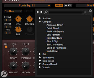 There are over 70 wavetables to explore for the two main oscillators.