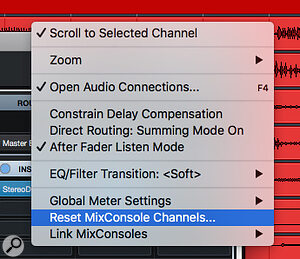 If sending a mix engineer your raw tracks, resetting the MixConsole can save a lot of time.